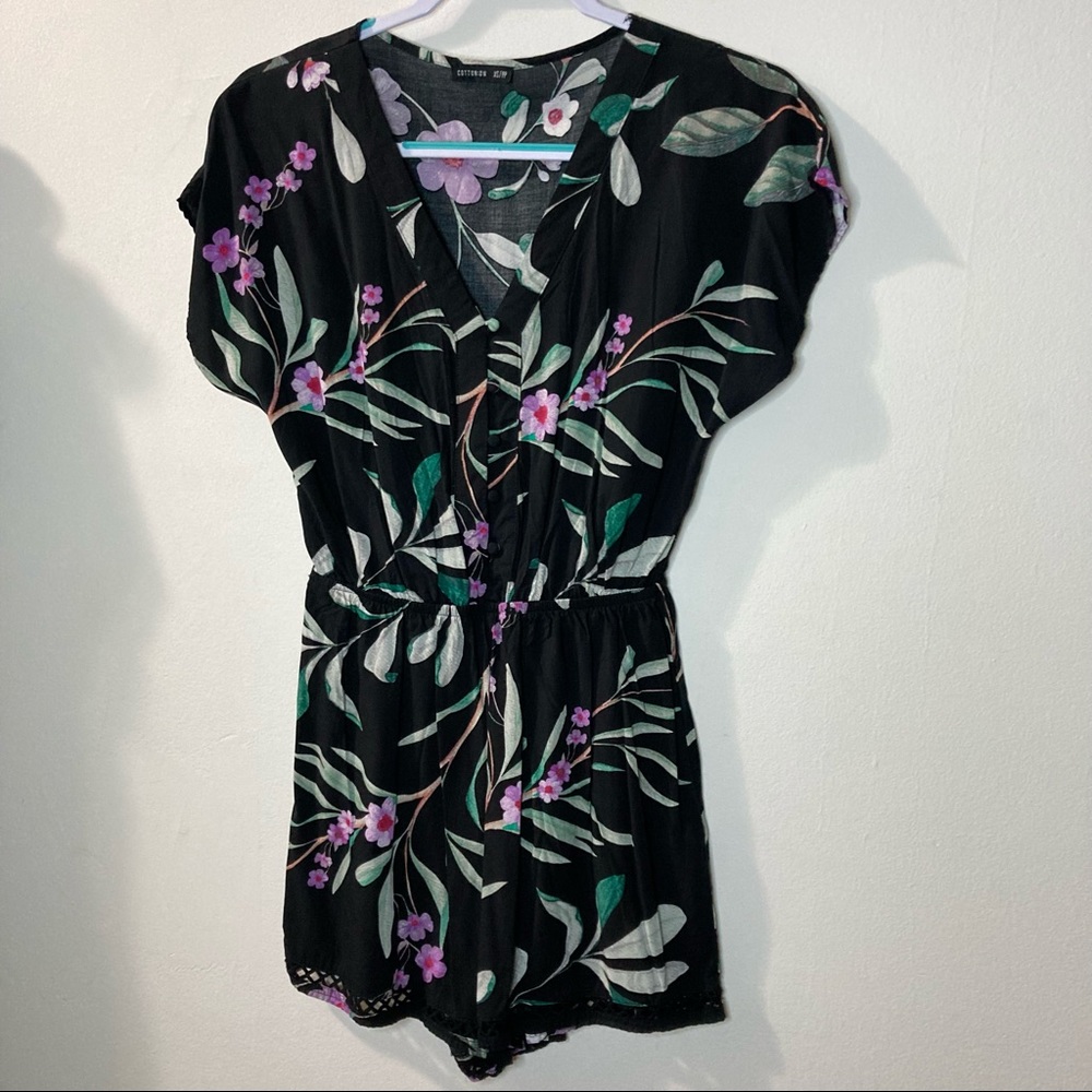 Cotton On Floral Botanical Print Romper 100% Viscose One Piece